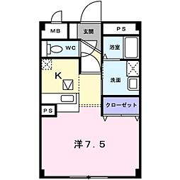 メゾン・エトワール2 1Kの間取図画像