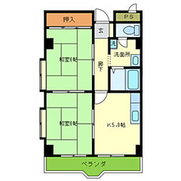エスポワール福島 2Kの間取図画像