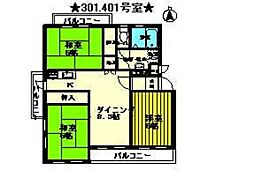 レジデンス飯倉 4階3LDKの間取り