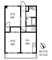 ソルトハイム 2DKの間取図画像
