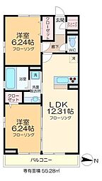 ルーチェオザワ 2階2LDKの間取り