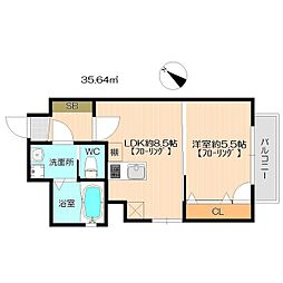 ロイヤルキャニオン 1LDKの間取図画像