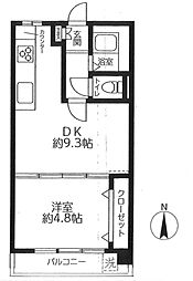 高輪ハイツ 1DKの間取図画像