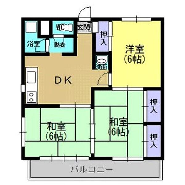 メゾンドール田中 106｜鹿児島県鹿児島市清和４丁目(賃貸マンション3DK・1階・58.00㎡)の写真 その2