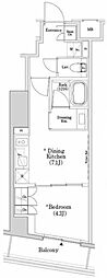 ザ・パークハビオSOHO市谷左内町 1DKの間取図画像