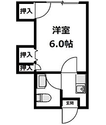 コーポワンサイドヒル 1Kの間取図画像