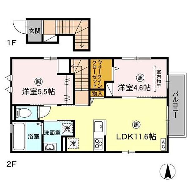 D-room勅使II 201｜香川県高松市勅使町(賃貸アパート2LDK・2階・54.65㎡)の写真 その2