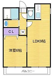 ヴィラ高石 1LDKの間取図画像