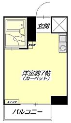 西横浜クリス・コーポ ワンルームの間取図画像