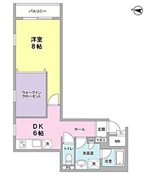 レオパルド奥沢 1DKの間取図画像
