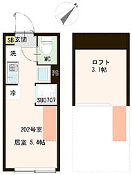 フォルトゥナ白楽 ワンルームの間取図画像