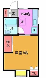 ハイコーポ本八幡 1Kの間取図画像
