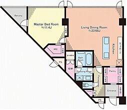 クエストコート原宿 1LDKの間取図画像