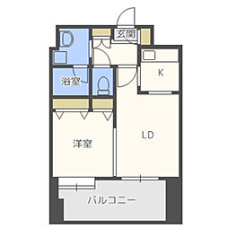 レシェンテ・ヴィラ千早 1LDKの間取図画像
