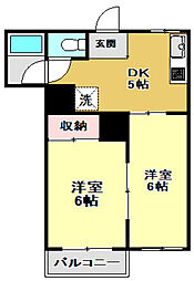 長崎ハイツ 2DKの間取図画像