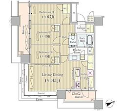 ブリリアタワーズ目黒サウスレジデンス 3LDKの間取図画像