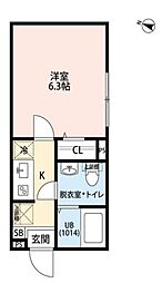 エクセラン西尾久Ｅａｓｔ 2階1Kの間取り