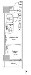 ザ・パークハビオ日本橋茅場町 1DKの間取図画像