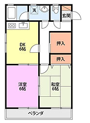 サンライズシライシ1 2DKの間取図画像