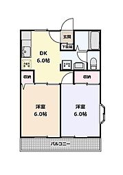 サニーハイム 2DKの間取図画像