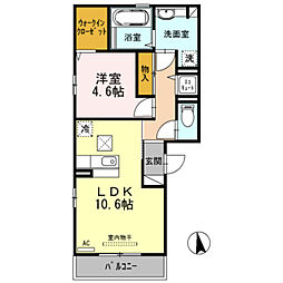 Osaka Metro今里筋線 清水駅 徒歩11分の賃貸アパート 2階1LDKの間取り