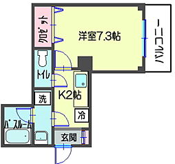 アクシオス横浜イースト 1Kの間取図画像