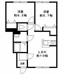 エスポワール 2LDKの間取図画像