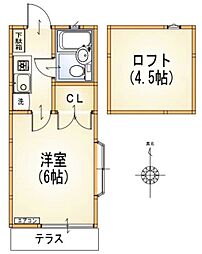 センチュリー旭 1Kの間取図画像