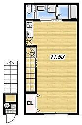 JR横浜線 町田駅 徒歩13分の賃貸アパート 2階ワンルームの間取り