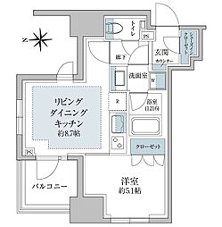 リビオレゾン三田 1LDKの間取図画像