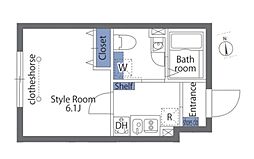 カーサ・スカートラ馬込 1Kの間取図画像