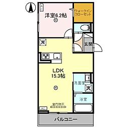 エコメゾンぴかり 1LDKの間取図画像