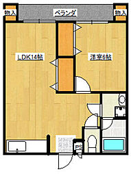 ヴィラージュ新鎌ヶ谷B 1LDKの間取図画像