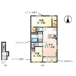 Smile villa(スマイル ヴィラ) 2LDKの間取図画像