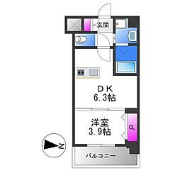 ヴィーナス今里 1DKの間取図画像