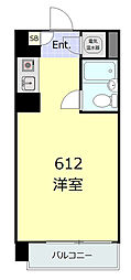 朝日虎ノ門マンション ワンルームの間取図画像