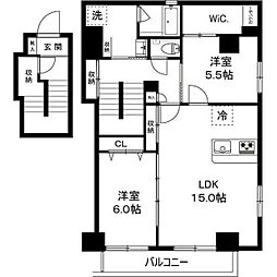 クレアーレ豊玉中 2LDKの間取図画像