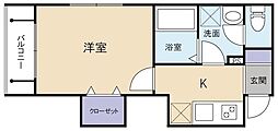 トミマサコート 1Kの間取図画像
