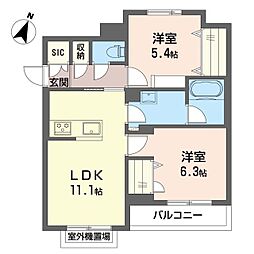 コート辻堂 3階2LDKの間取り