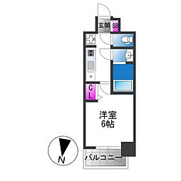プレリス大阪今里サヴィア 1Kの間取図画像