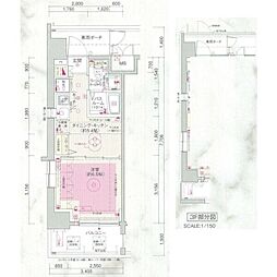 エステムプラザ飯田橋タワーレジデンス 1DKの間取図画像