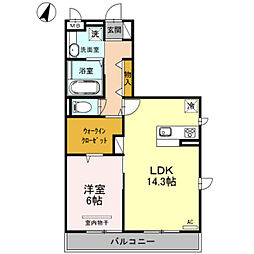 安行藤八D-room2 1LDKの間取図画像
