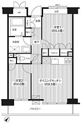 ステラメゾン武蔵小山 2DKの間取図画像