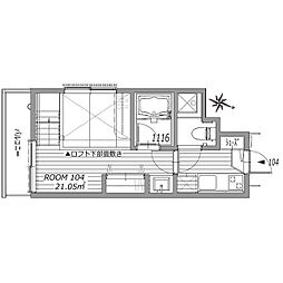 クラソ千歳烏山 1Kの間取図画像