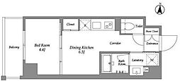 ウエリスアーバン住吉EAST 1DKの間取図画像