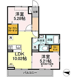 プランドール水元公園 2LDKの間取図画像