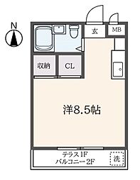 フラット連光寺A ワンルームの間取図画像