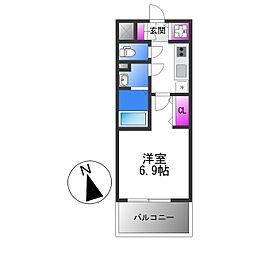 エスリード大阪平野プライム 5階1Kの間取り