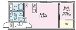 リベスト神保町 1LDKの間取図画像