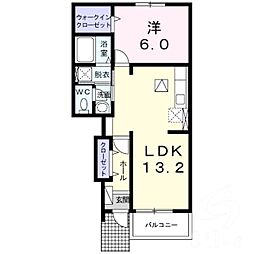 ヴァンリーブル2 1LDKの間取図画像